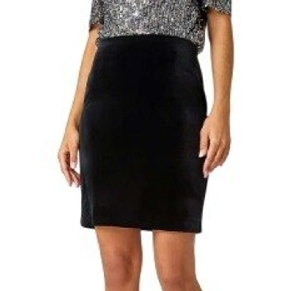 Ann Taylor Black Velvet Knee Length Pencil Skirt Size 6